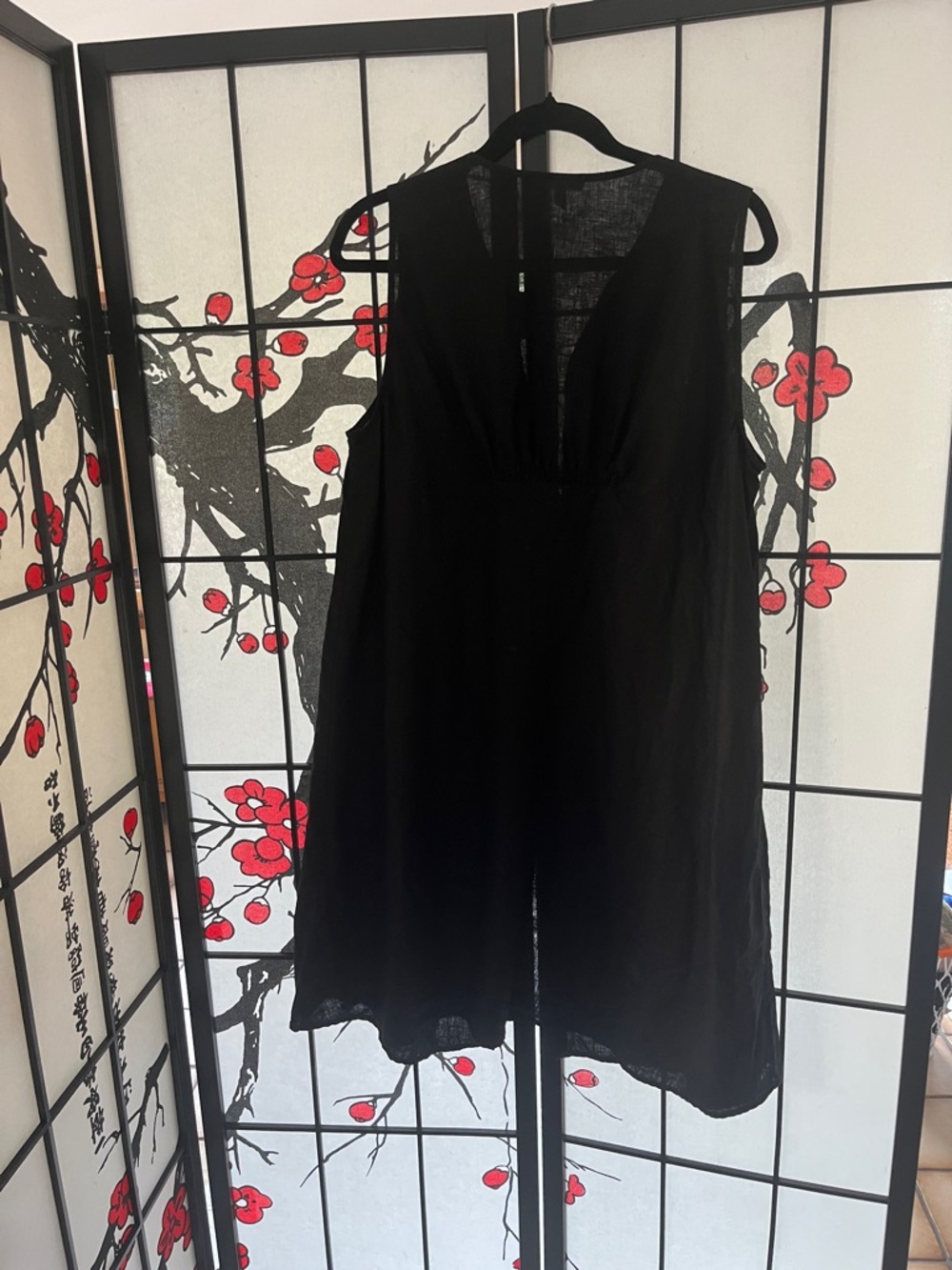 Eileen Fisher Black Linen Blend Tunic Coverup/Dress minimalist lightweight - Picture 7 of 7